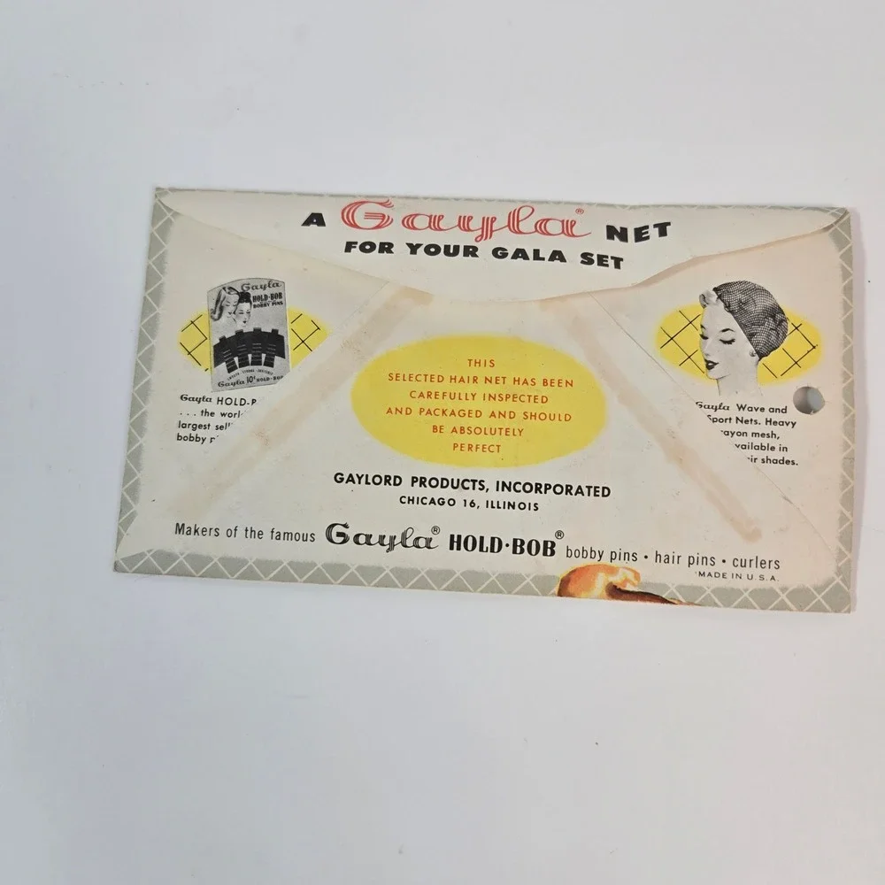 Vintage 1953 Gayla Nylon Hair Net No 581 Bob Size Light Brown New Old Stock NOS